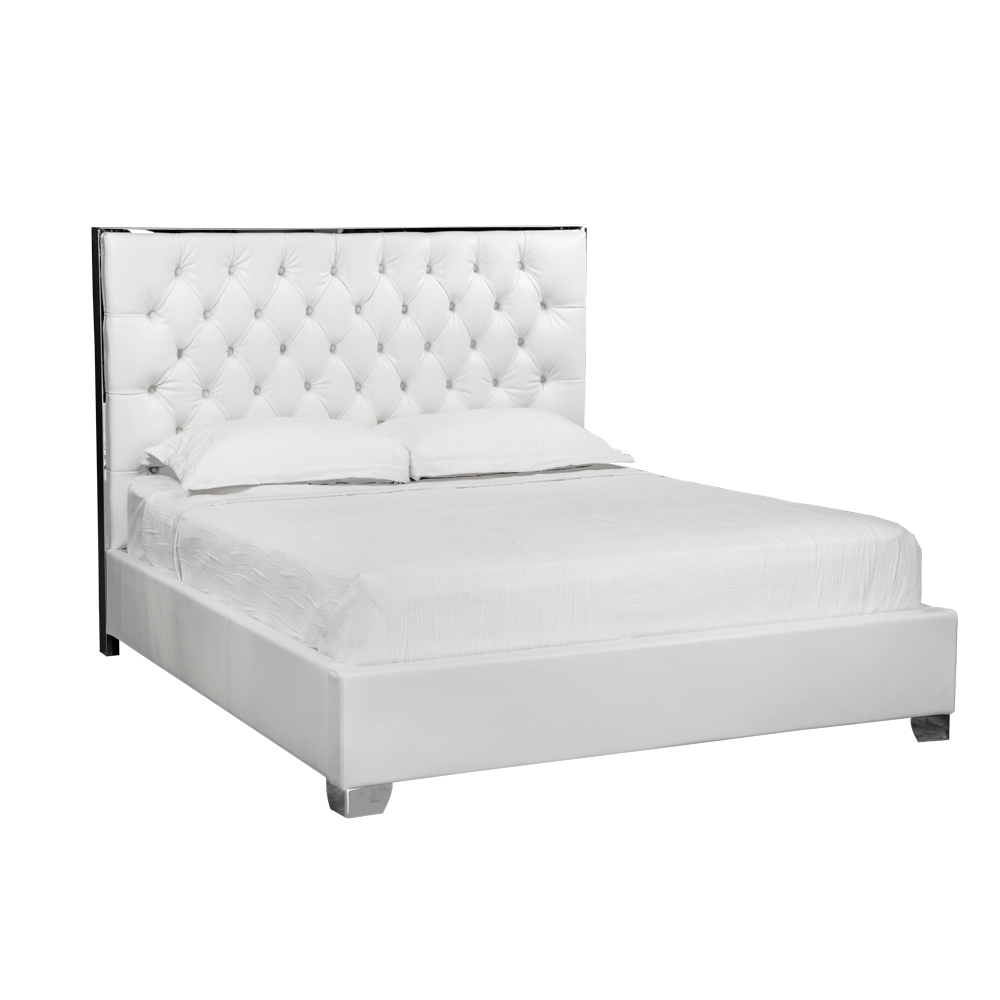 Kroma White Leatherette Queen Bed